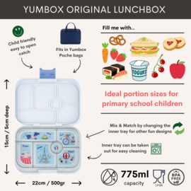 Yumbox Original- Hazy Gray/ Paris tray, 6 vakken