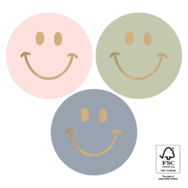 Set van drie grote (sluit) stickers Smiley Gold - Faded
