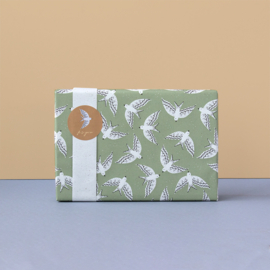 Inpakpapier Birds Old Green