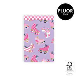 cadeauzakje Roller Skates Lila - Check Flamingo Pink 12 x 19 cm