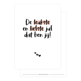 Kaart De leukste en liefste juf dat ben jij! (DL)