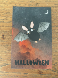 Minikaartje Halloween, vleermuis