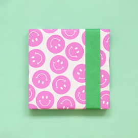 Inpakpapier Smiley - Bright Pink /Green