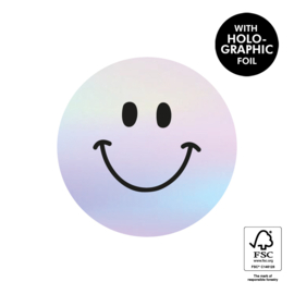 (sluit)sticker Smiley Holographic  Black