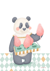 Kaart panda met suikerspinnen