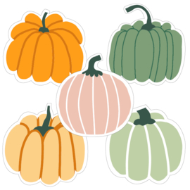 Set van 5 stickers pumpkins , pompoenen