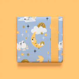 Dubbelzijdig Inpakpapier Baby Dreams Gold - Orange 70x 300 cm