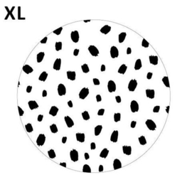 (sluit)sticker  XL wit met zwarte dots