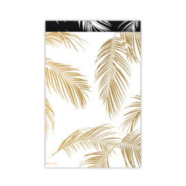 cadeauzakje palm leaves wit/goud 17x25 cm