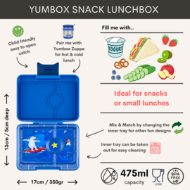 Yumbox Snack- Surf Blue / Polar Bear tray  3 vakken