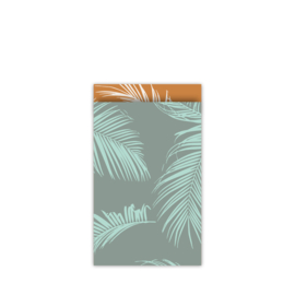 Cadeauzakje Palm leaves Petrol/mint 12 x 19 cm