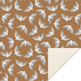 Inpakpapier Birds Cognac