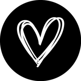 Zwarte (sluit)sticker met een wit hart