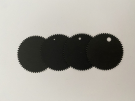 Set van 5 cadeaulabels cirkel met kartelrand zwart- DIY