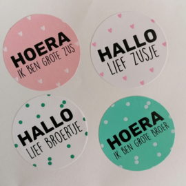 Hoera ik ben grote zus  (sluit)sticker