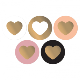 Set van 5 (sluit)stickers hearts blush