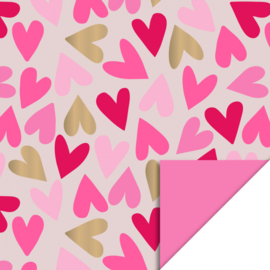 Dubbelzijdig cadeaupapier Big Hearts Sand Sweet - Pink