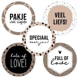 Set van 5 stickers veel liefs/lots of love