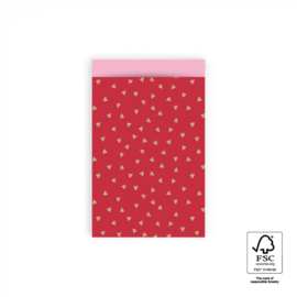 cadeauzakjeSmall Hearts Cherry Red Gold Foil - Blush Pink 12 x 19 cm