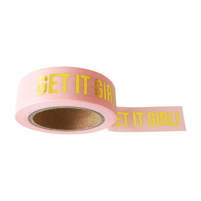 Roze washi tape met gouden opdruk get it girl! washitape