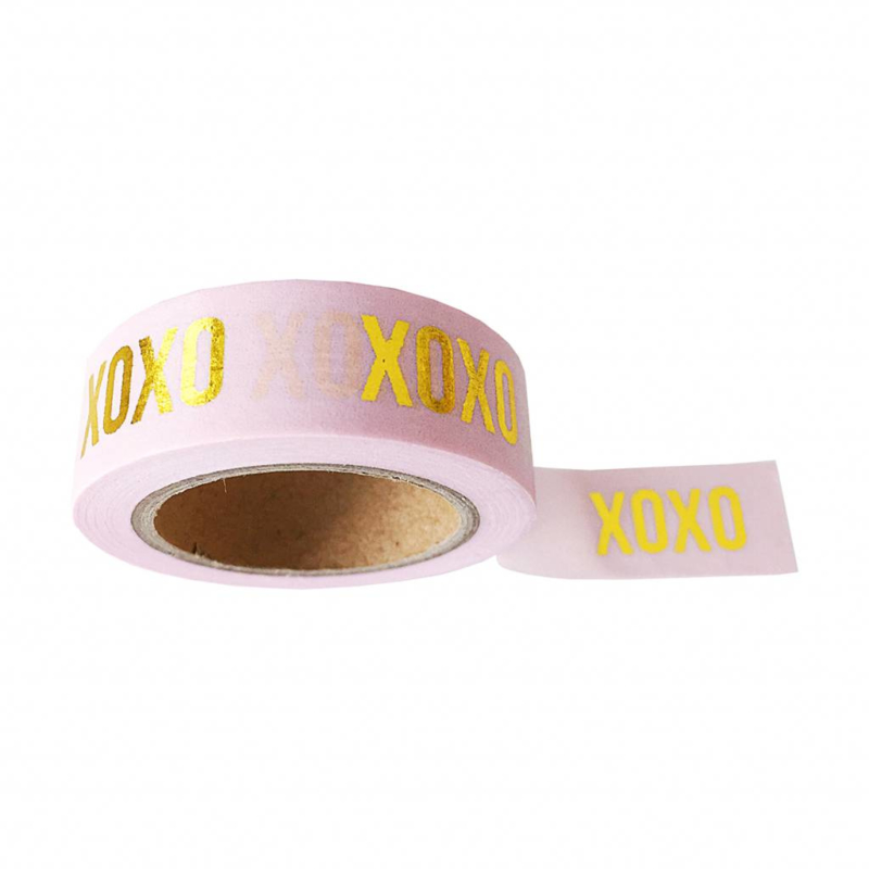 Roze washi tape met gouden opdruk XOXO washitape