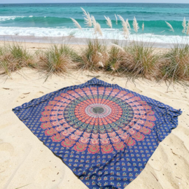 XL Strandlaken - Mandala - Oranje blauw