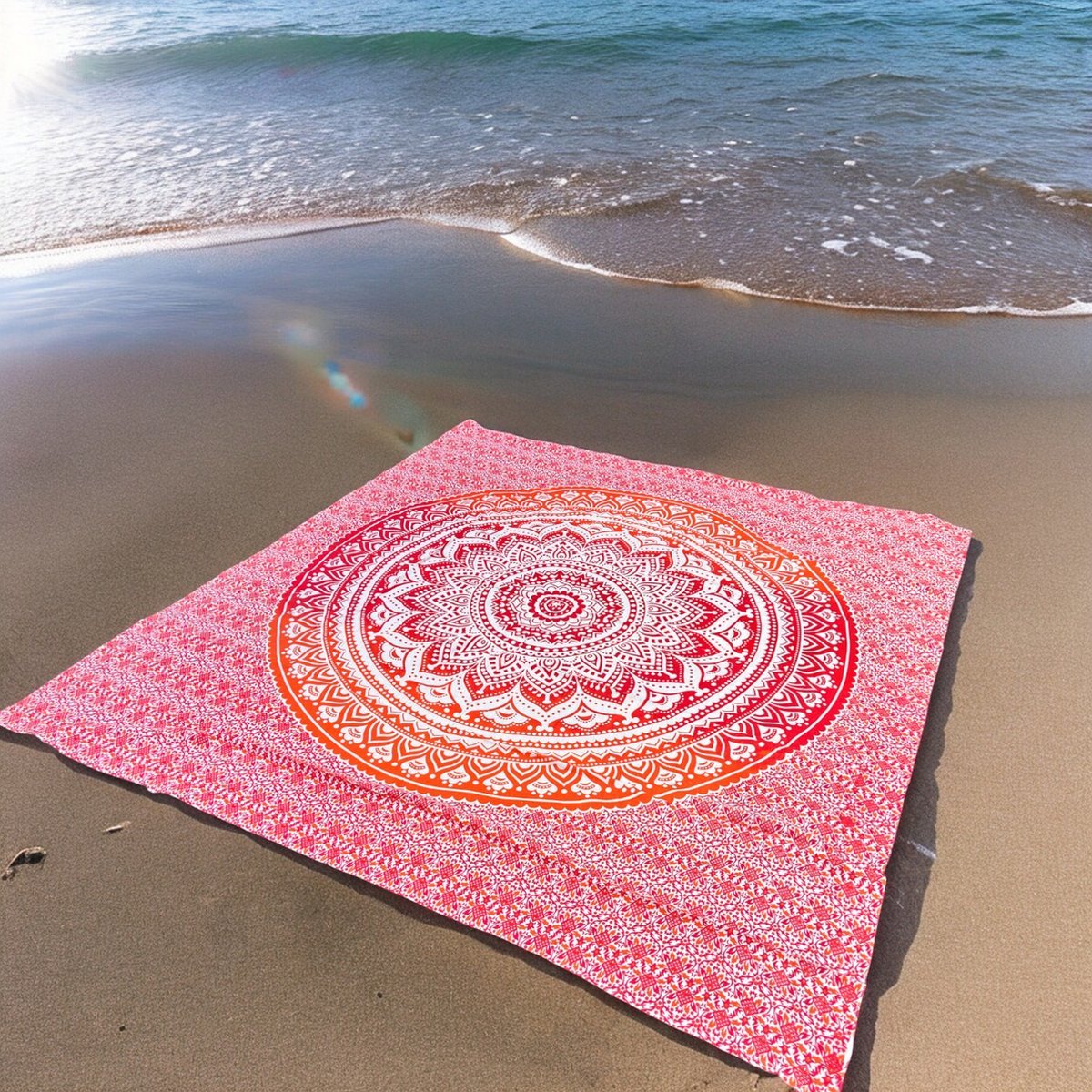 XL Strandlaken - Mandala - Rood/oranje