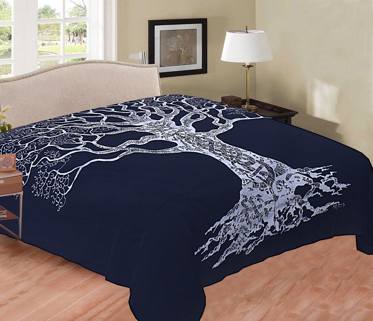 Strandlaken sprei zilver blauw tree of life