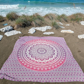 XL Strandlaken - Mandala roze tweepersoons