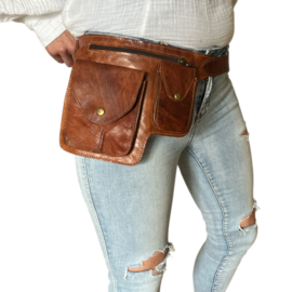 Cognac kleur lederen heuptas