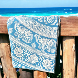 XL strandlaken - Mandala - Olifantjes - Turquoise/ groen