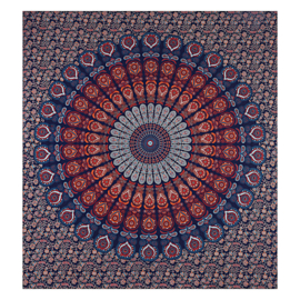 Mandala Bedsprei rood/blauw groen
