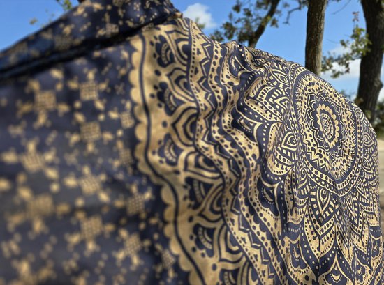 XL Strandlaken - Mandala - Blauw/goud