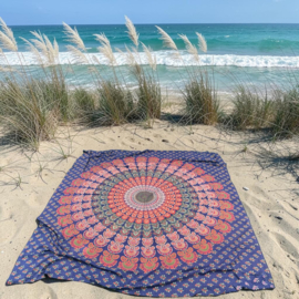 XL Strandlaken - Mandala - Oranje blauw