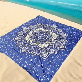 XL Strandlaken - Mandala - Blauw goud lotus