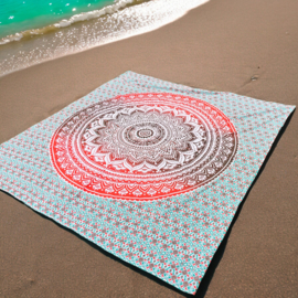 XL Strandlaken - Turquoise/oranje/groen