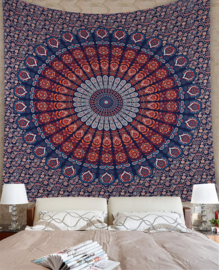 Mandala Bedsprei rood/blauw groen