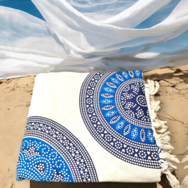 XXL strandlaken mandala blauw wit