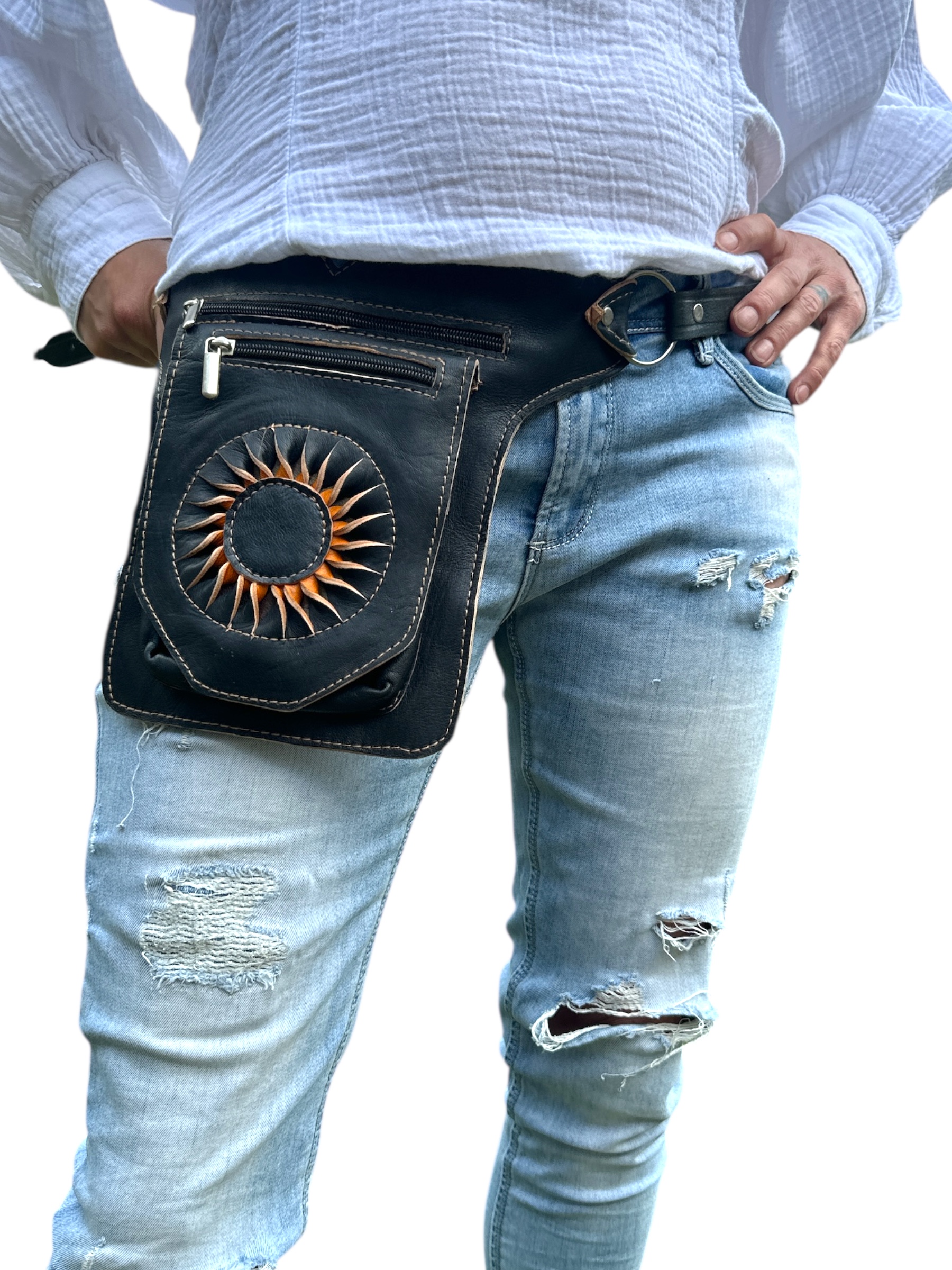 Festival heuptas zwart leder