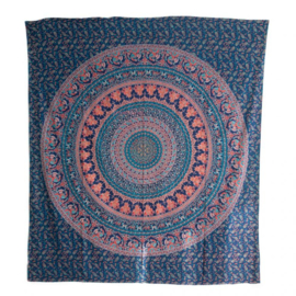 XL Strandlaken - Mandala - petrol/zalm/rood