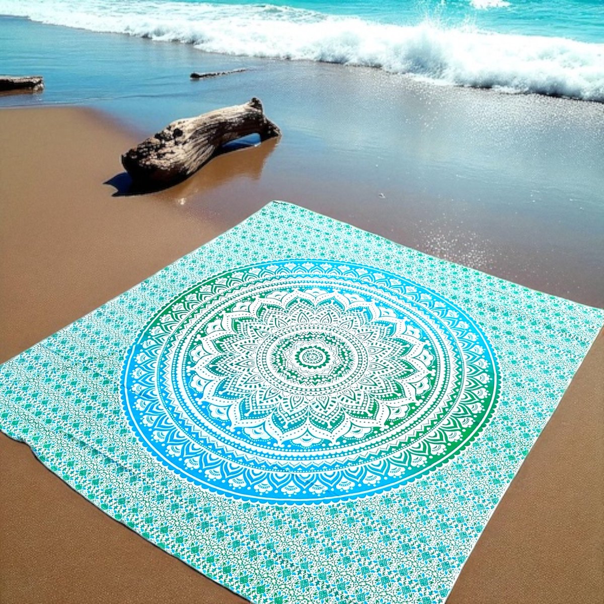 XL Strandlaken mandala Groen/Blauw