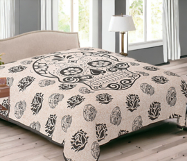 Bedsprei scull - Beige/zwart