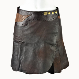 Mini Rok 'Inlay' Leer