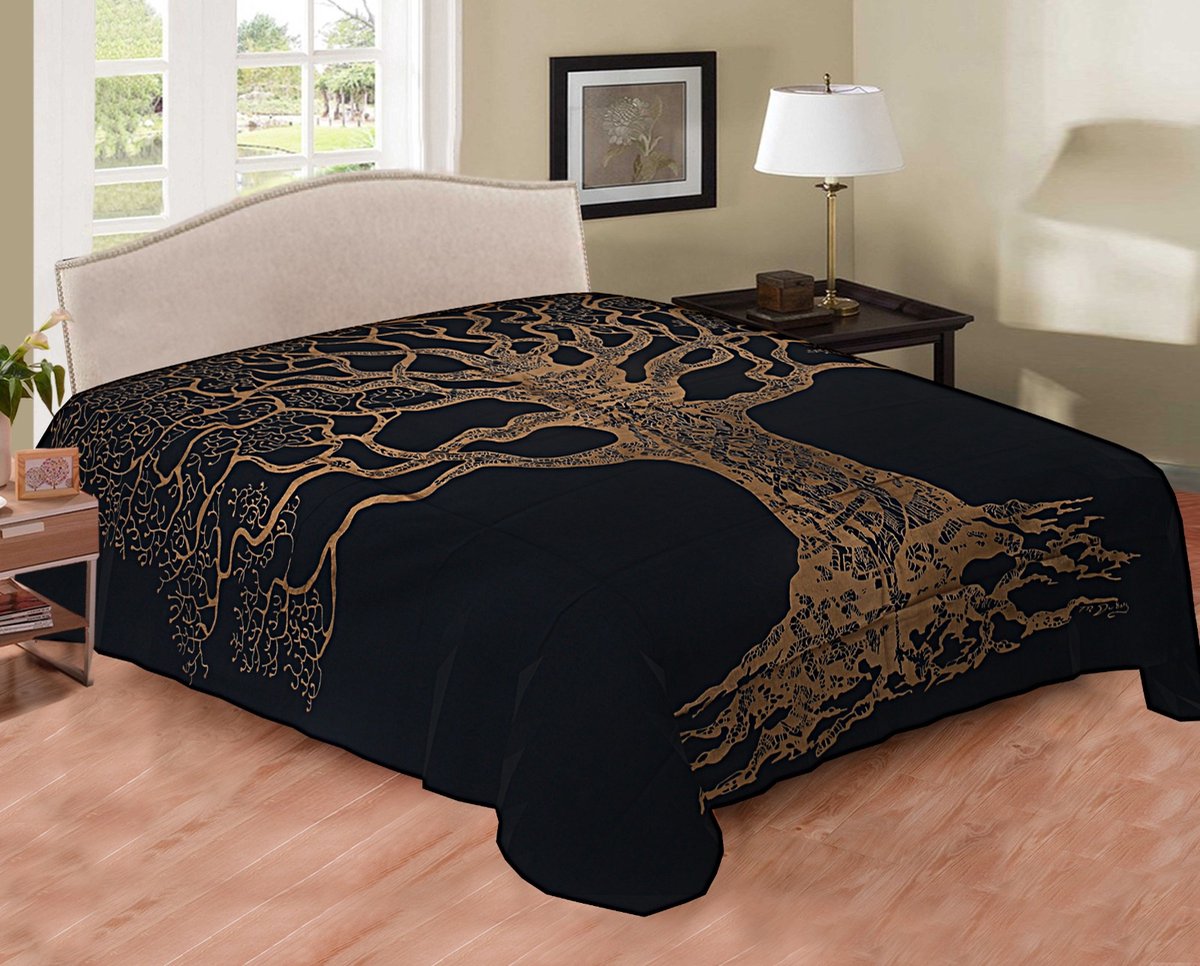 Sprei Tree of life goud zwart