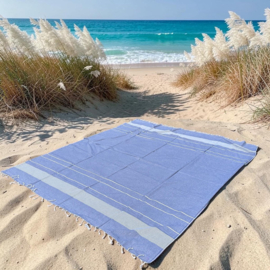XL Strandlaken -  Blauw/wit