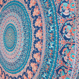 XL Strandlaken - Mandala - petrol/zalm/rood
