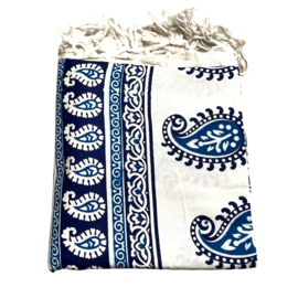 Bedsprei/laken  iBIZA mandala blauw wit