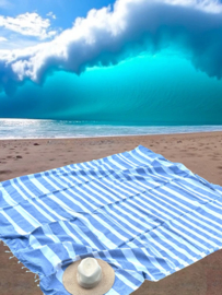 XL mandala strandlaken gestreept blauw wit