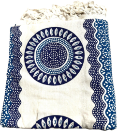 XXL strandlaken mandala blauw wit