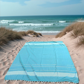 XXL Strandlakens blauw wit gestreept